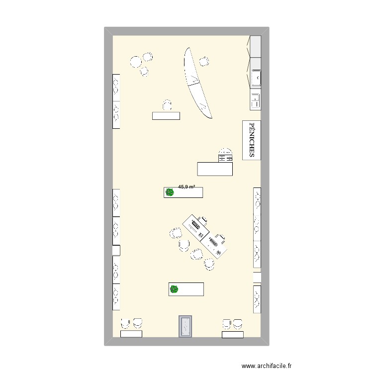 STAGE. Plan de 1 pièce et 46 m2