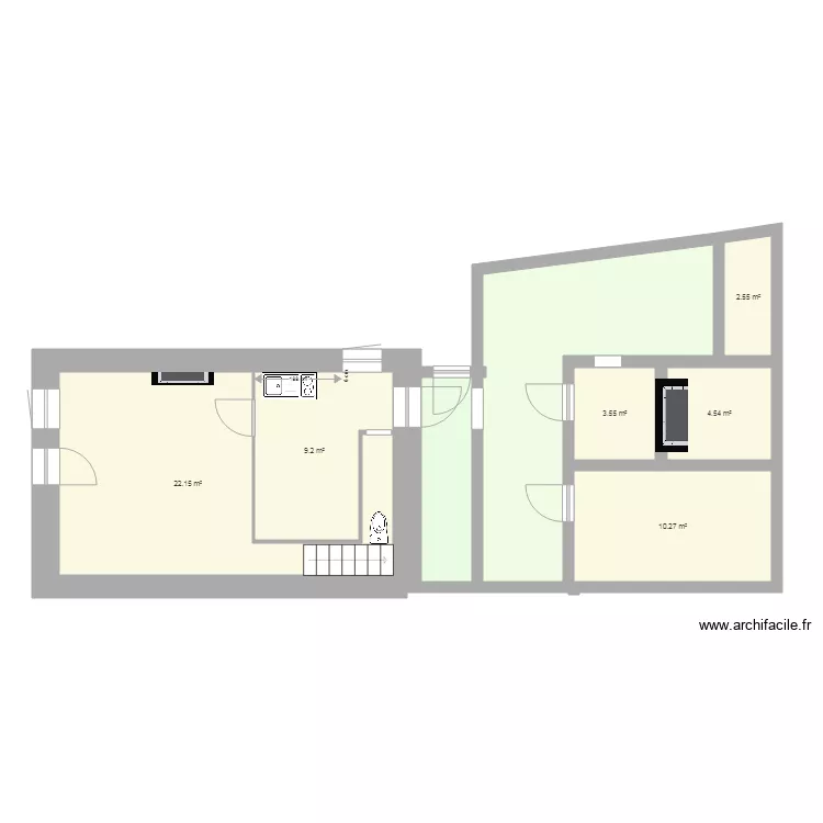 dongeron existant avec jardin. Plan de 