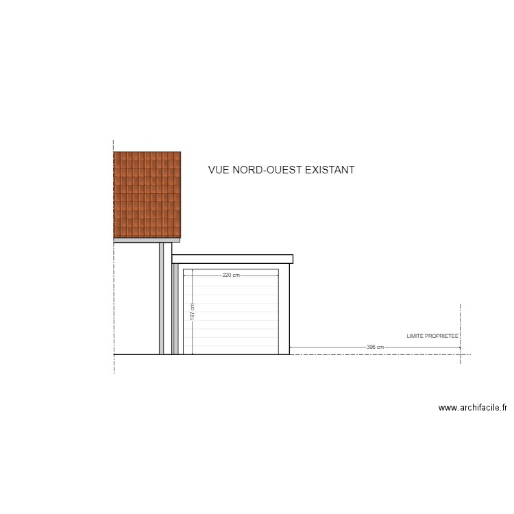 Façade nord-ouest / Existant. Plan de 0 pièce et 0 m2