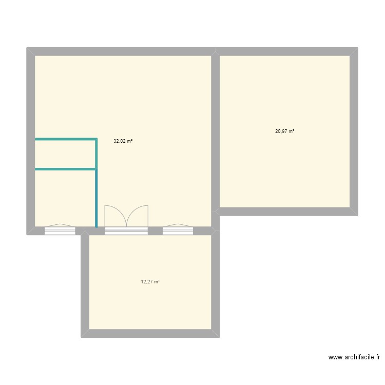 Arghilaghju Cave. Plan de 3 pièces et 65 m2