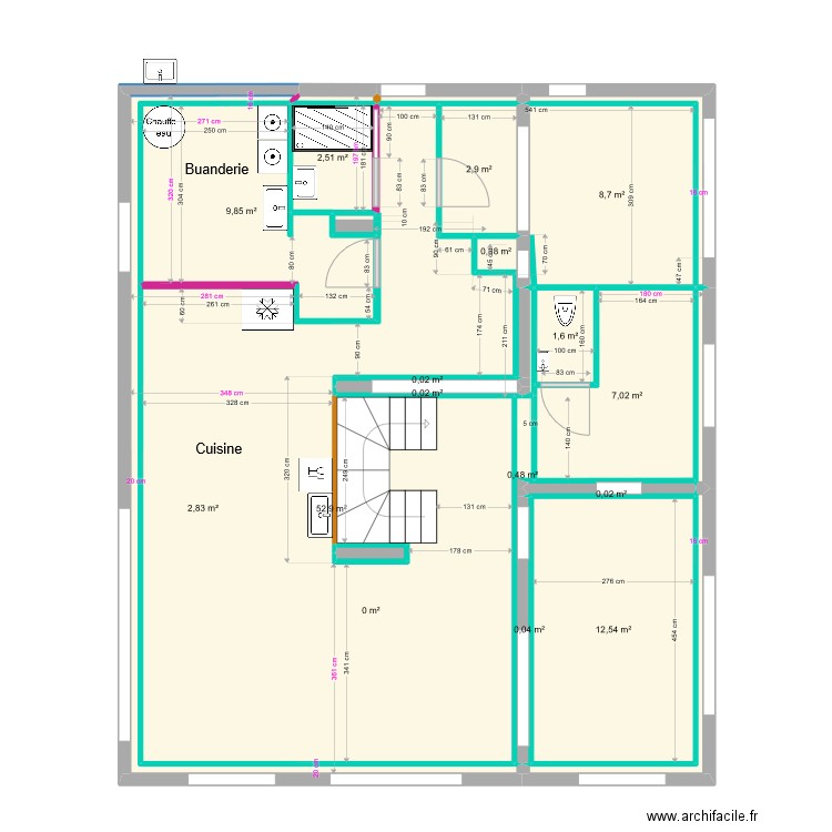 Ayes placo final - Plombier. Plan de 42 pièces et 197 m2