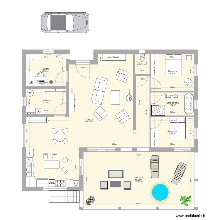 BERNADETTE 2. Plan de 8 pièces et 168 m2