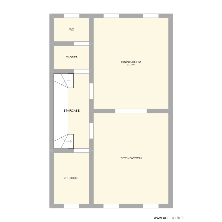 ELEGANT TERRACED HOUSE UPPER GROUND FLOOR PLAN. Plan de 6 pièces et 79 m2