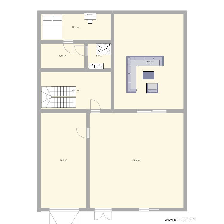 1 ere ebauche. Plan de 7 pièces et 172 m2