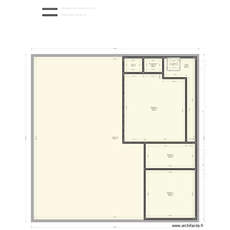 Am&eacute;nagement local stockage et bureaux SAPNAT v3. Plan de 