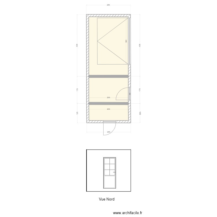 Pool House Vue Nord. Plan de 3 pièces et 16 m2