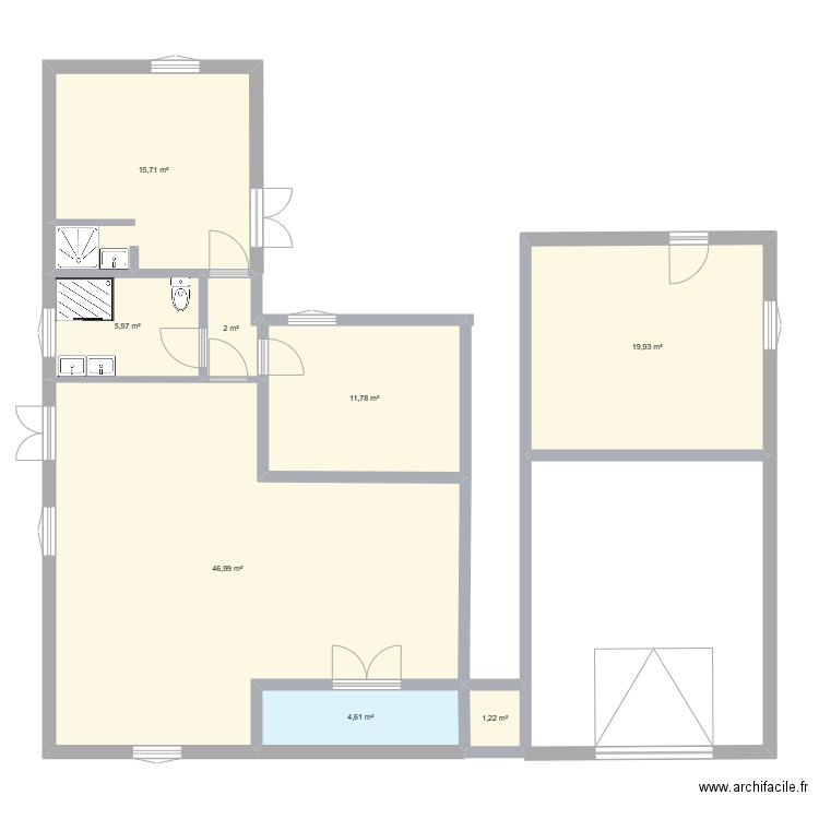 plan projet villa a renover. Plan de 8 pièces et 108 m2