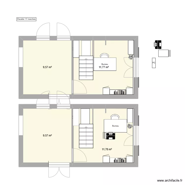 Bureau maison 231011. Plan de 