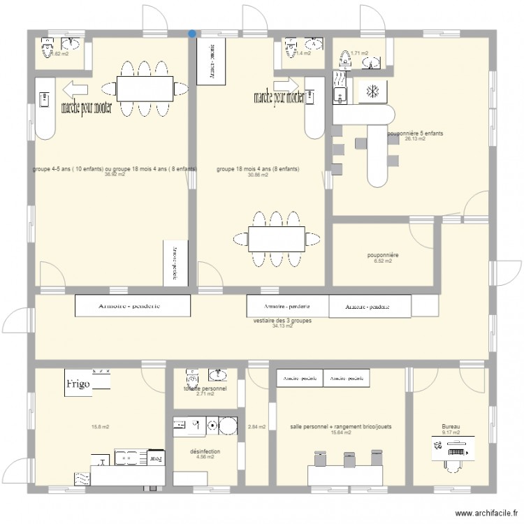 plan garderie 23 enfants 50x50. Plan de 0 pièce et 0 m2