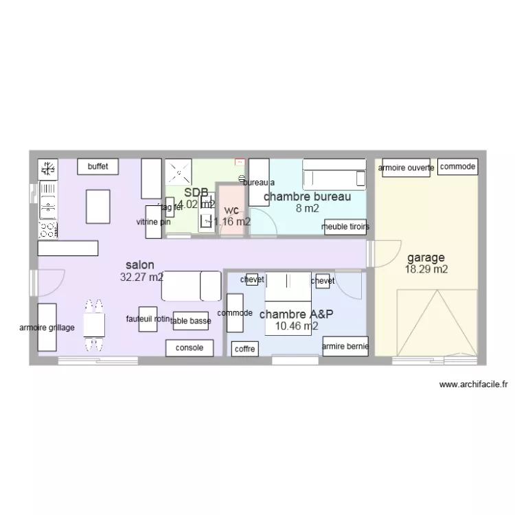 maison 56m2. Plan de 