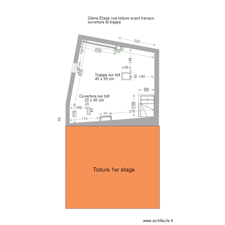 DP Velux avant travaux. Plan de 0 pièce et 0 m2