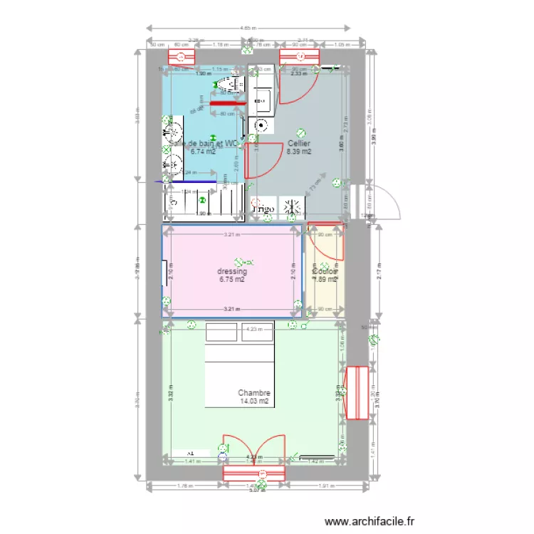 extension 4 pi&egrave;ces 38m hab 29 juin ss mobilier. Plan de 