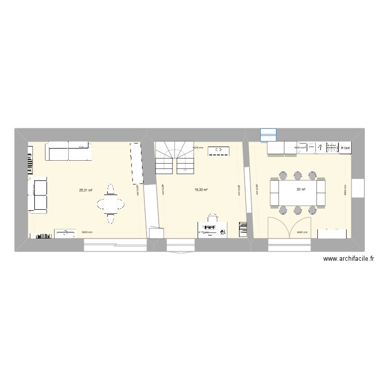 Version 2. Plan de 3 pièces et 67 m2