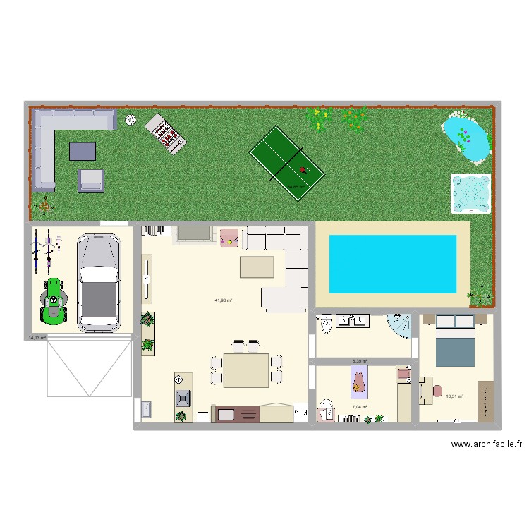 maison 7. Plan de 6 pièces et 164 m2