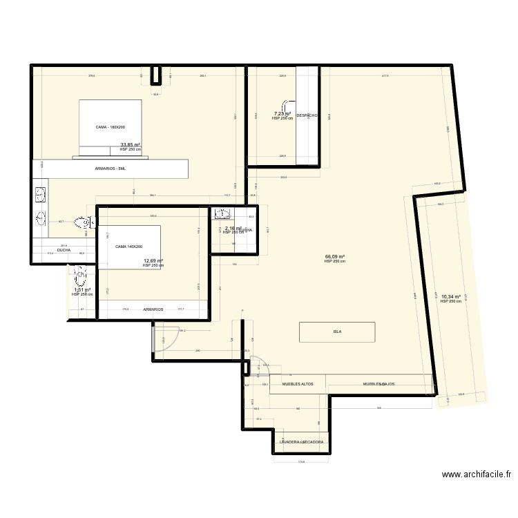 Gran de Gracia - Thilo - proyecto. Plan de 9 pièces et 134 m2