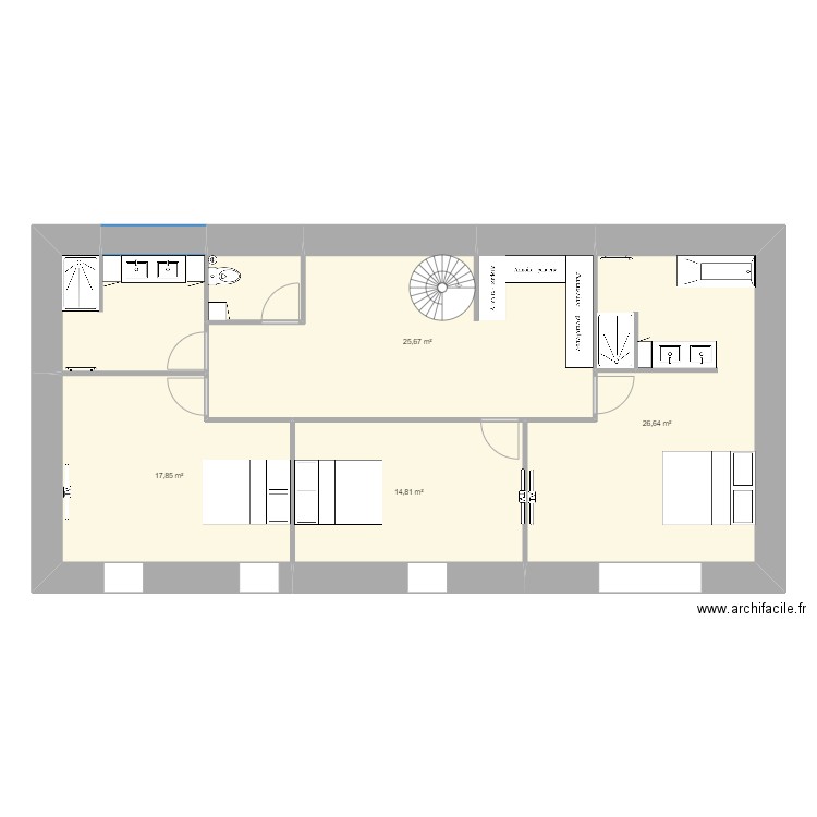 Marot étage 2ème version. Plan de 6 pièces et 95 m2