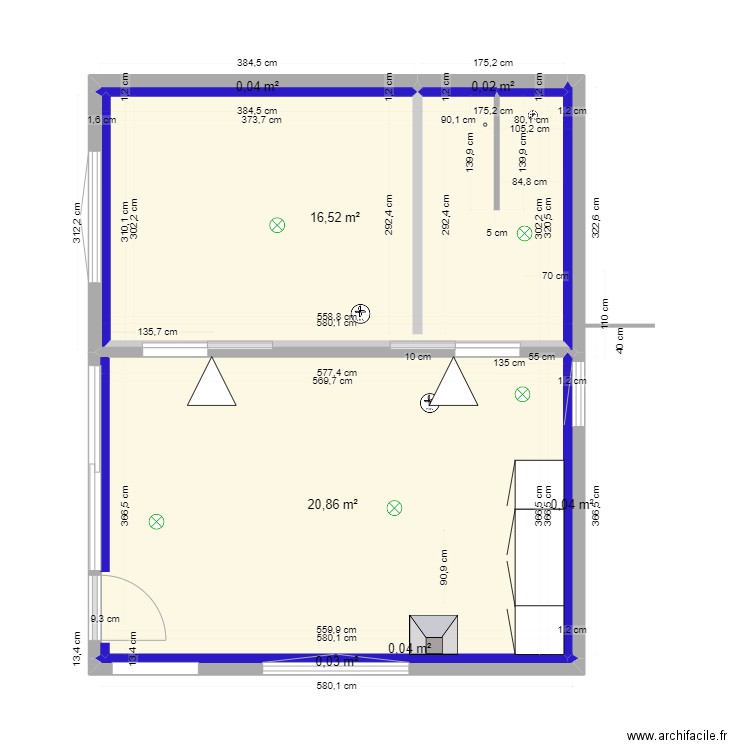 Plan PM 12 meublé. Plan de 7 pièces et 38 m2