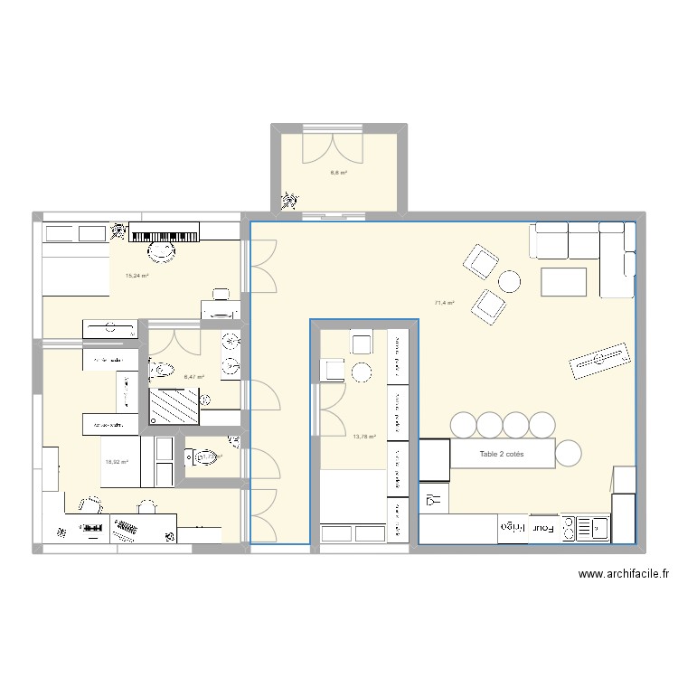 appartement elodie. Plan de 7 pièces et 134 m2