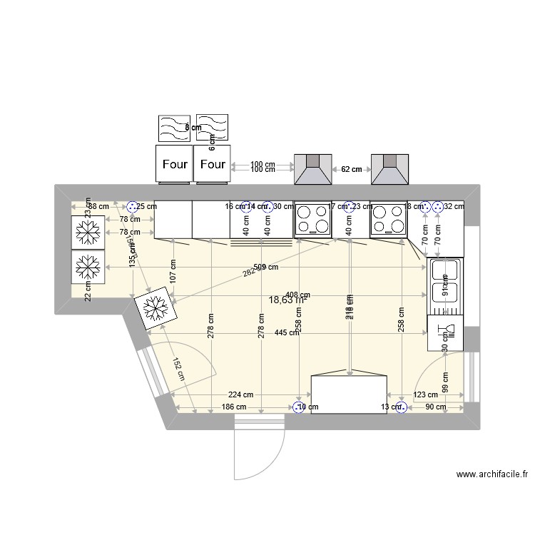 Cuisine96_Rez_V2. Plan de 1 pièce et 19 m2