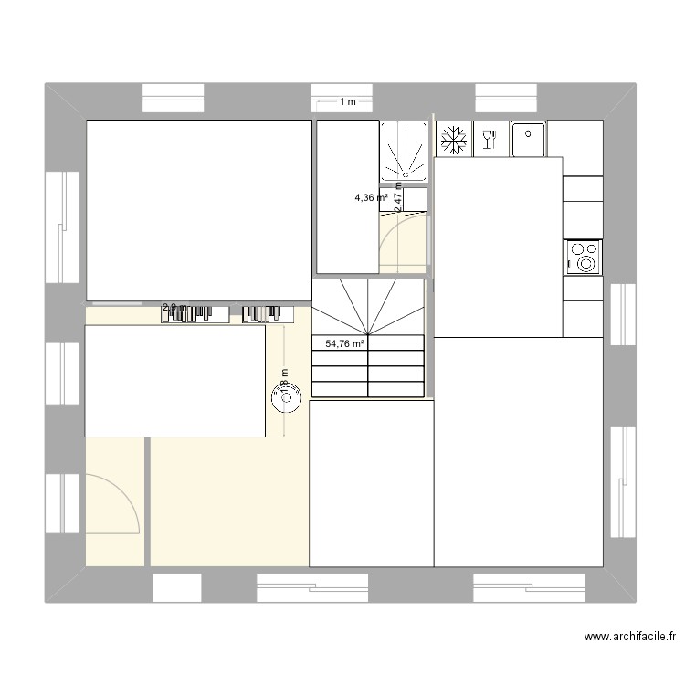 Petite Maison. Plan de 2 pièces et 67 m2