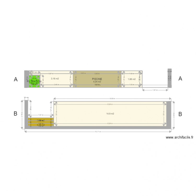 DP3 PLAN EN COUPE AA ET BB AK512 ET AK18. Plan de 0 pièce et 0 m2