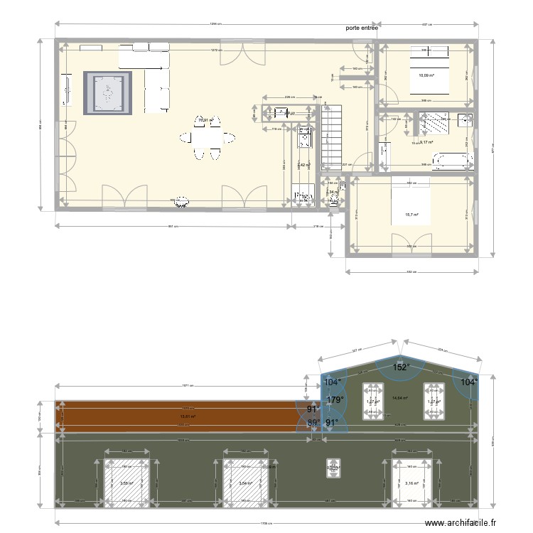 maison haut 220618. Plan de 15 pièces et 202 m2