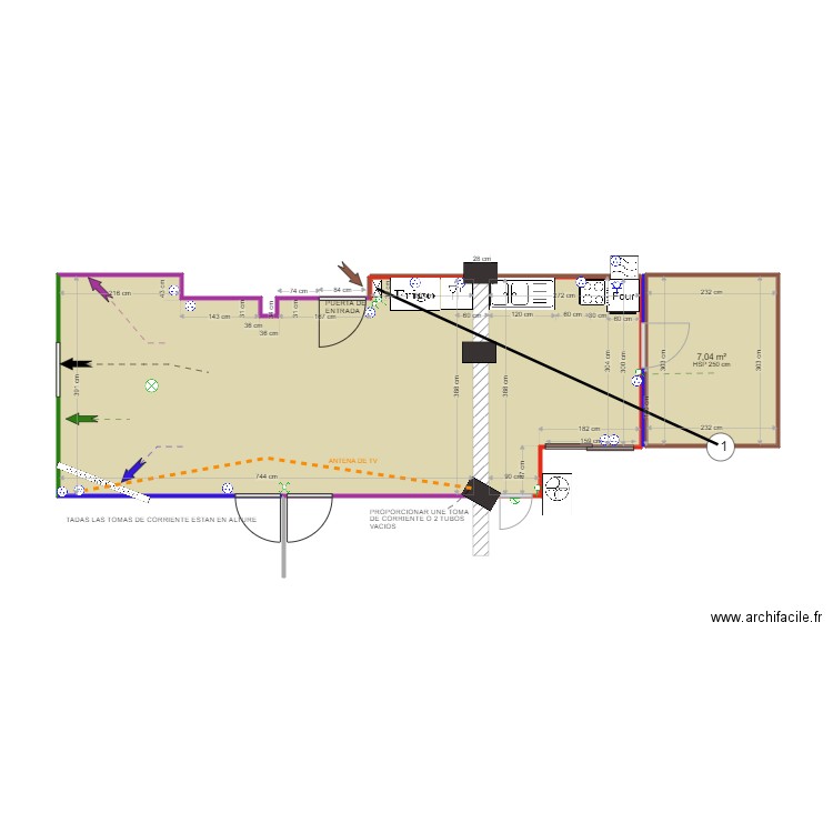 passage gaines electriques 1. Plan de 3 pièces et 43 m2