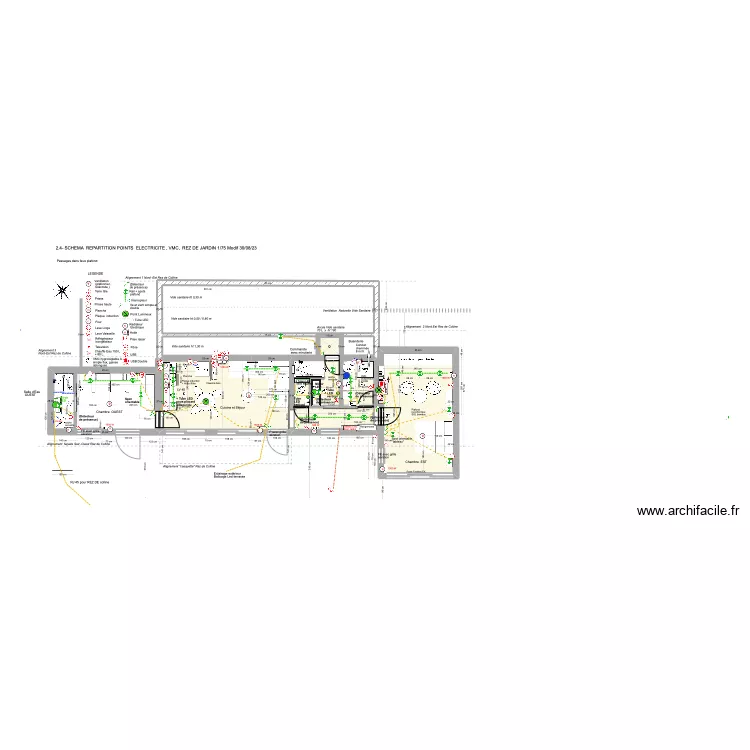 2.4 - SCHEMA ELECTRICITE ET VMC REZ DE JARDIN 1/75 modifié du 30/08/23. Plan de 2.4 - SCHEMA ELECTRICITE ET VMC REZ DE JARDIN 1/75 modifié du 30/08/23. Plan de