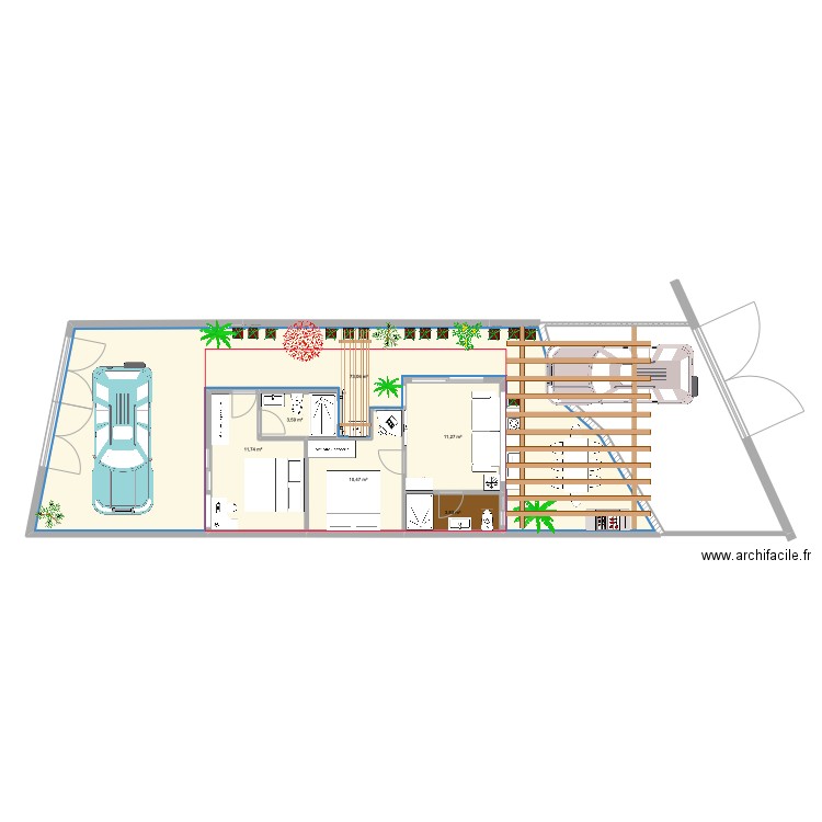 Maison Long Hai - version 2. Plan de 6 pièces et 114 m2