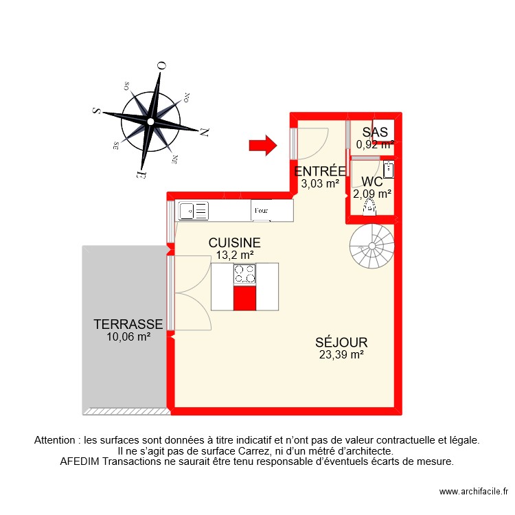 BI 10707 RDC. Plan de 17 pièces et 99 m2