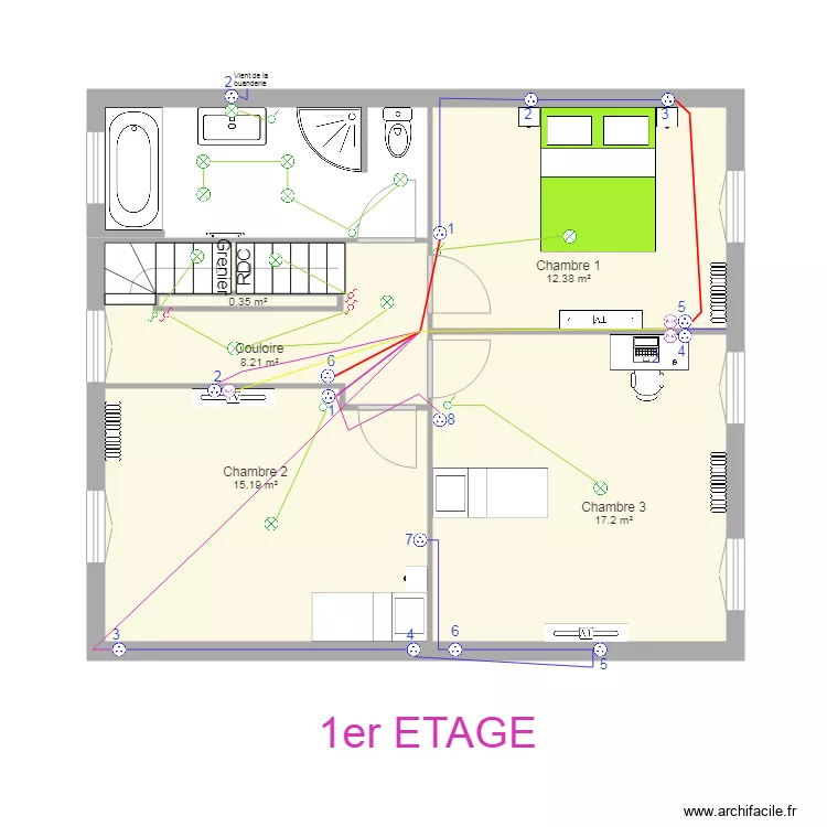 Tom et Julie 1er &eacute;tage. Plan de 