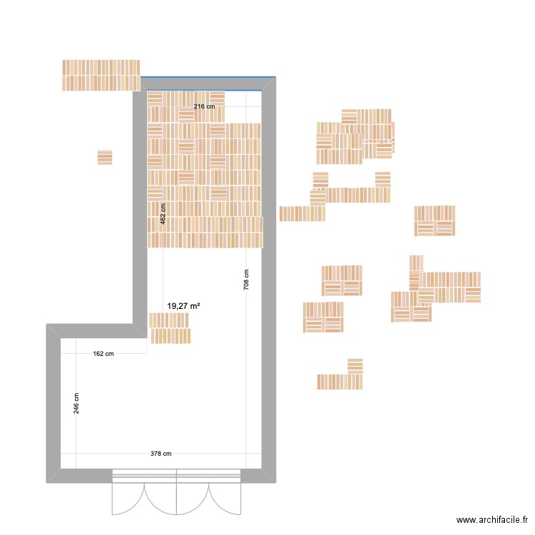 sol terrasse 3. Plan de 1 pièce et 19 m2