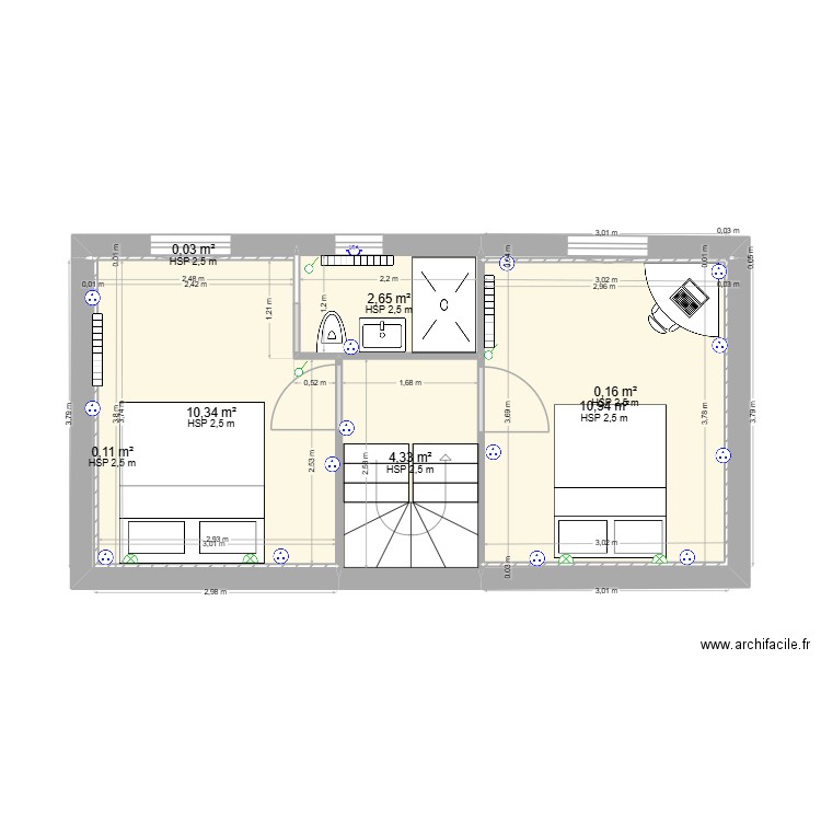Halie Colombes. Plan de 7 pièces et 29 m2