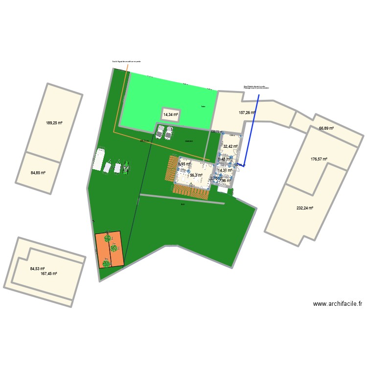 terrain l'etoile 3. Plan de 48 pièces et 3916 m2