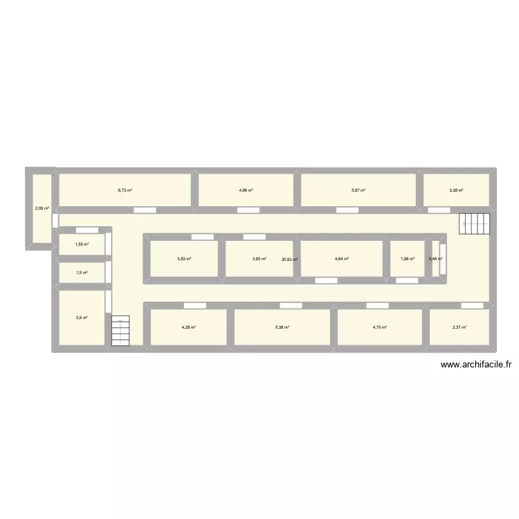Beaus&eacute;jour - &Eacute;tage. Plan de 18  et 116 m²