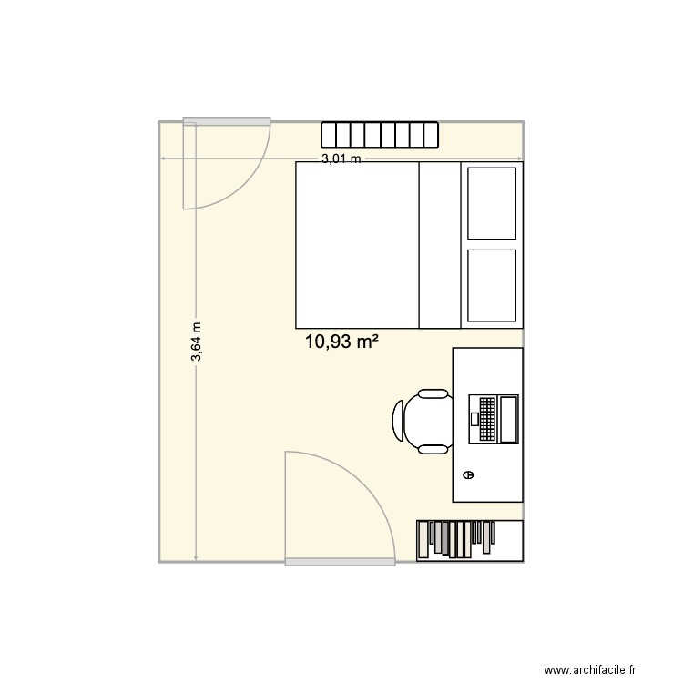 Chambre Alan. Plan de 1 pièce et 11 m2