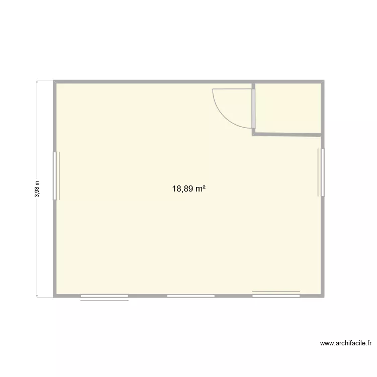 cab int. Plan de 1  et 19 m²