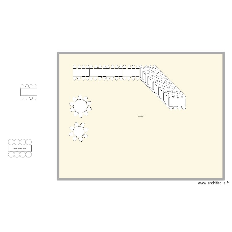 Plan de tables Paillote. Plan de 1 pièce et 297 m2