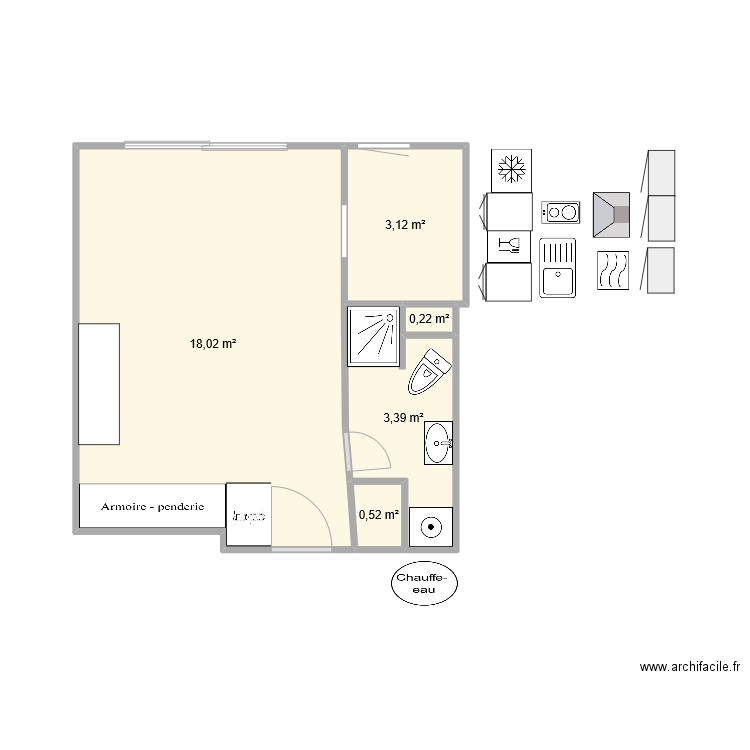 161 AL. Plan de 4 pièces et 26 m2