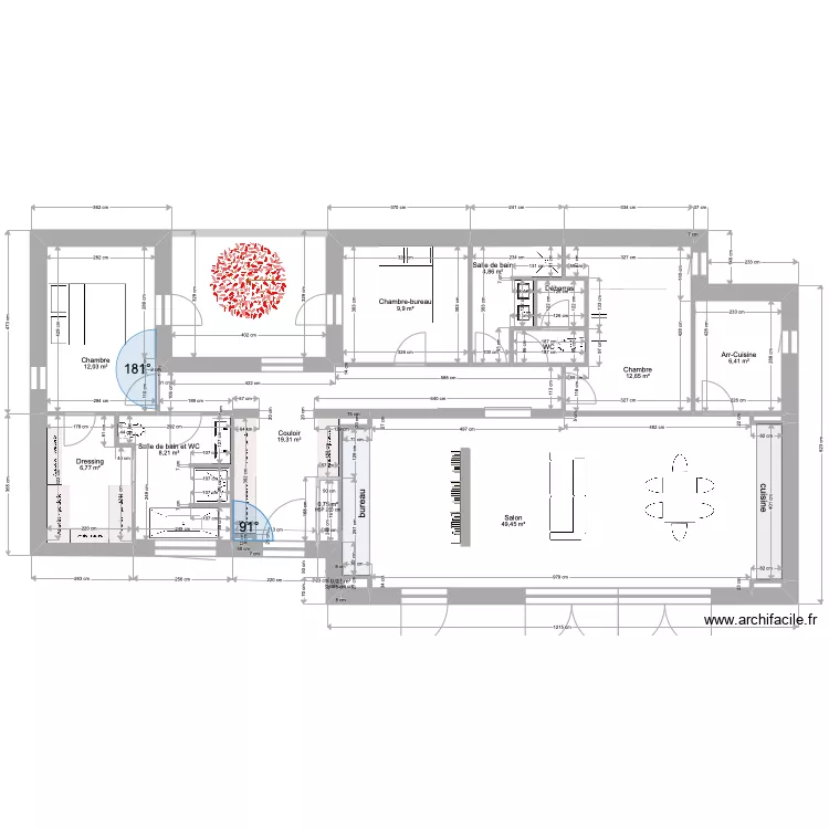 PLAN4C-3JUIN NOUVEAU2 beton et CHAMBRE AU NORD-sans ouverture NORD-2 juin -134m2-. Plan de 