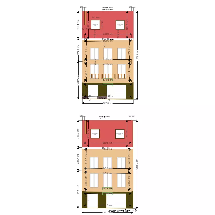 20201100117 Façade Avant avant et après travaux. Plan de 20201100117 Façade Avant avant et après travaux. Plan de