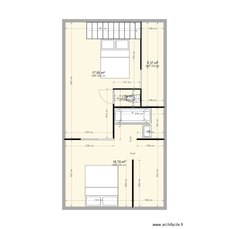 studio. Plan de 4 pièces et 41 m2