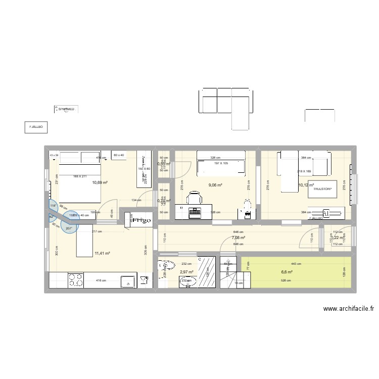 Verdun Plan option 2. Plan de 10 pièces et 60 m2