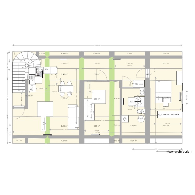 APT17B 20200406 1WC et placard sdb. Plan de 0 pièce et 0 m2