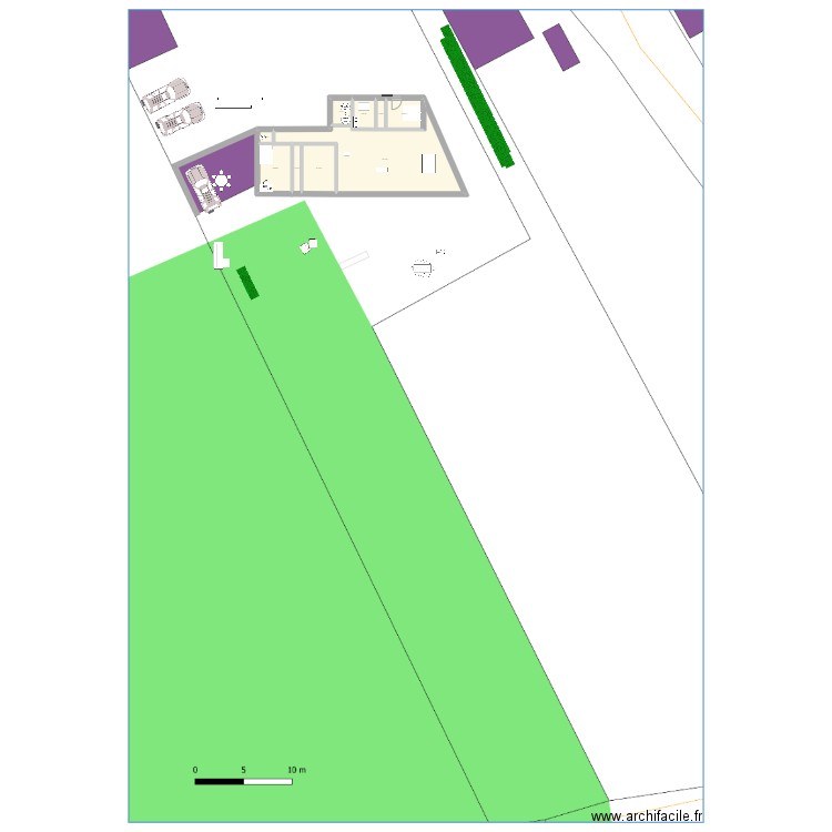 Earthship jardin. Plan de 9 pièces et 145 m2