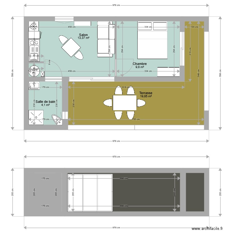 Chalet rectangulaire. Plan de 0 pièce et 0 m2