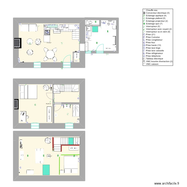 suler 406. Plan de 3 pièces et 93 m2