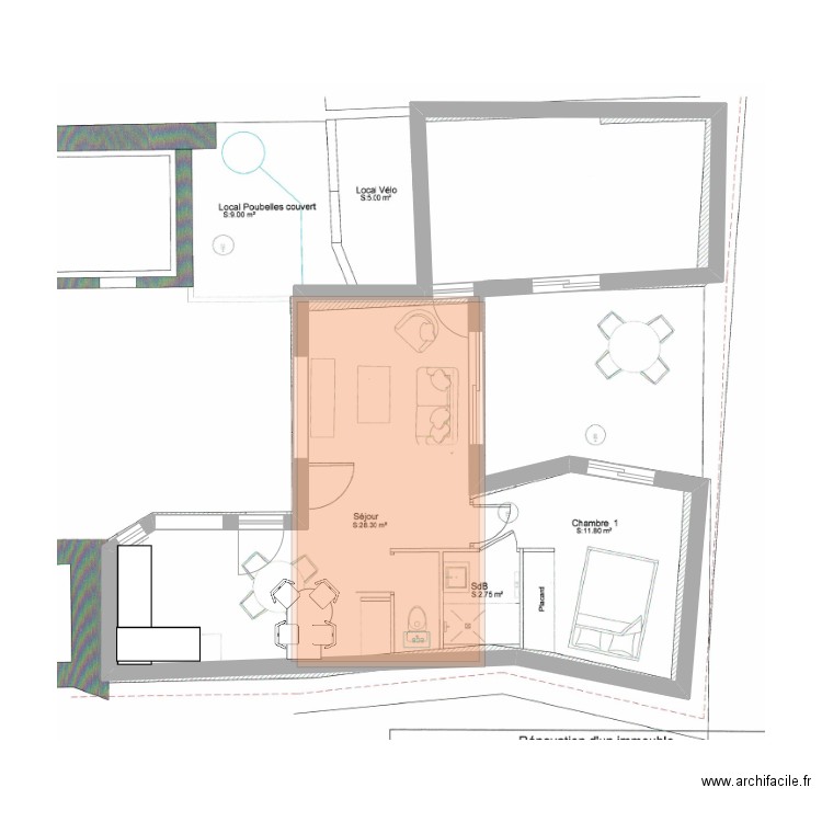 Plan maison Auray. Plan de 1 pièce et 14 m2