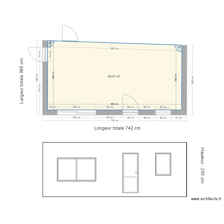 Agrandissement maison Sampzon 3. Plan de 1 pièce et 24 m2