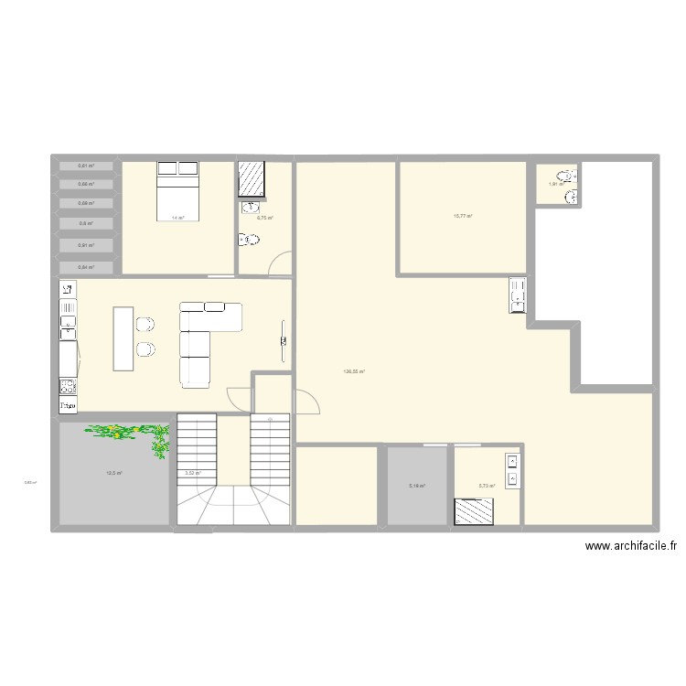 sayada 2ème étage manque partie de droite. Plan de 0 pièce et 0 m2